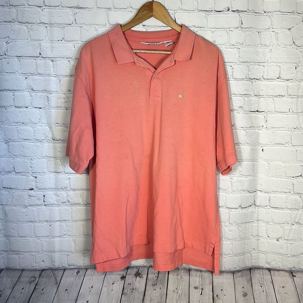 Brooks Brothers Golden Fleece Solid Orange Polo XL Short Sleeve Made in the USA